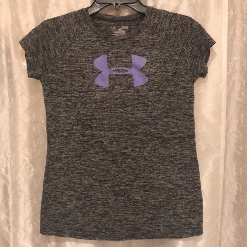 Under Armour Purple Graphic Logo T-Shirt Size YLG!